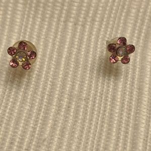 pink flower piercer earrings